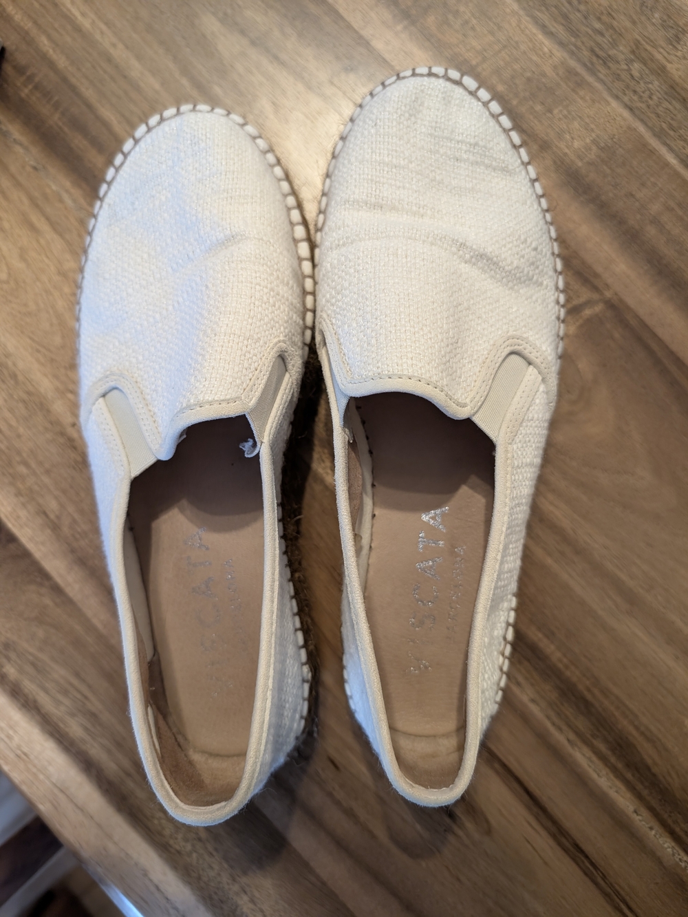 SCALA Cream Slip-On Espadrille Loafers